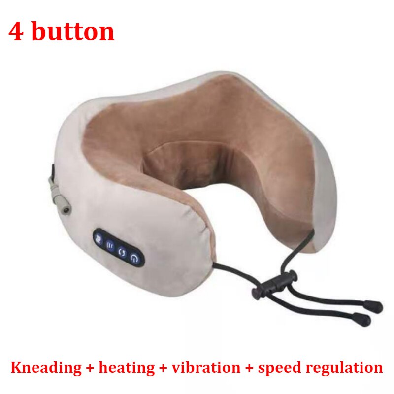 U Shaped Massage Pillow Vibration Electric Cervical Massager Neck Massager Electric Neck Shoulder Protector Relaxing Massage: 4 button