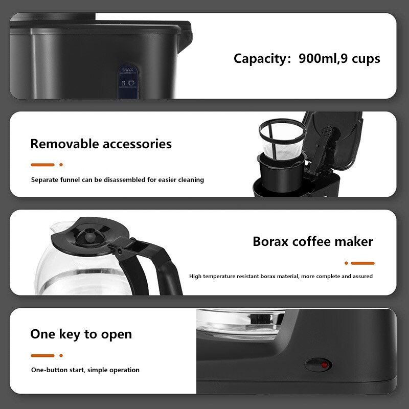 Home Filter Coffee Machine Dripping Coffee Maker With Digital Display&amp;Keep Warm Coffe Machine With Anti-Drip Timing Setting 50