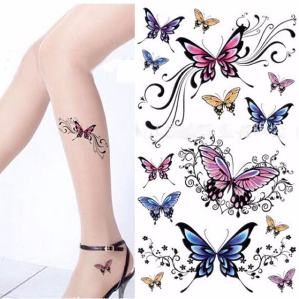 1 Vel Sexy Vlinder Tattoo Body Art Muursticker Afneembare Waterdichte Tijdelijke Tattoo Voor Vrouwelijke Schoonheid Accessoires
