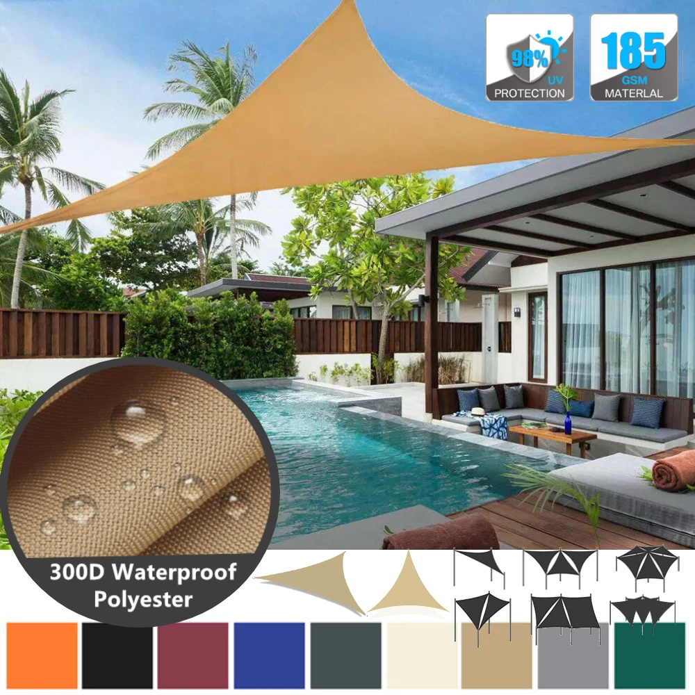 Voiles pare-soleil triangulaires, grand abri solaire imperméable, tente de jardin, auvent extérieur, Protection solaire, Patio, piscine, auvent, tissu d'ombrage