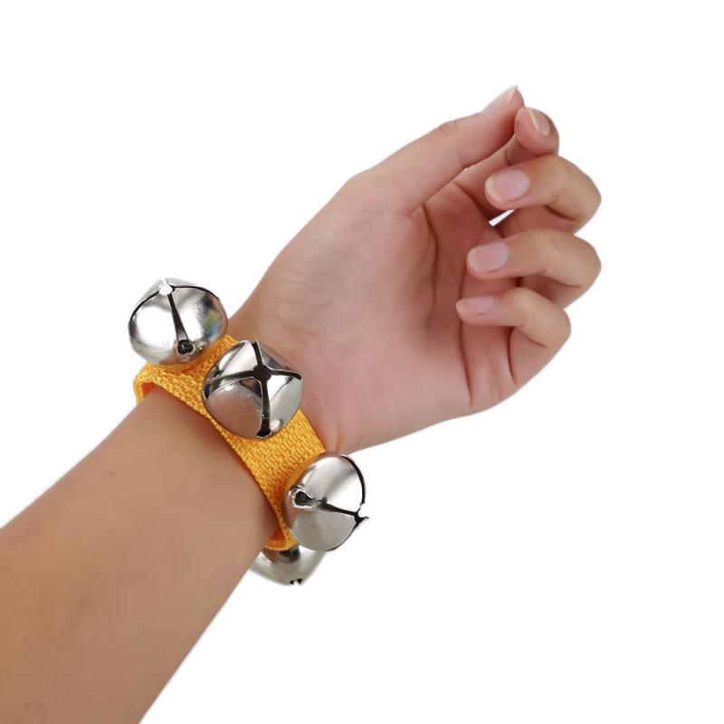 Metal Jingle Bells Bracelet Wrist Tambourine Nylon Fastener Tape Percussion Musical Toy For KTV Party Kids Games Newest