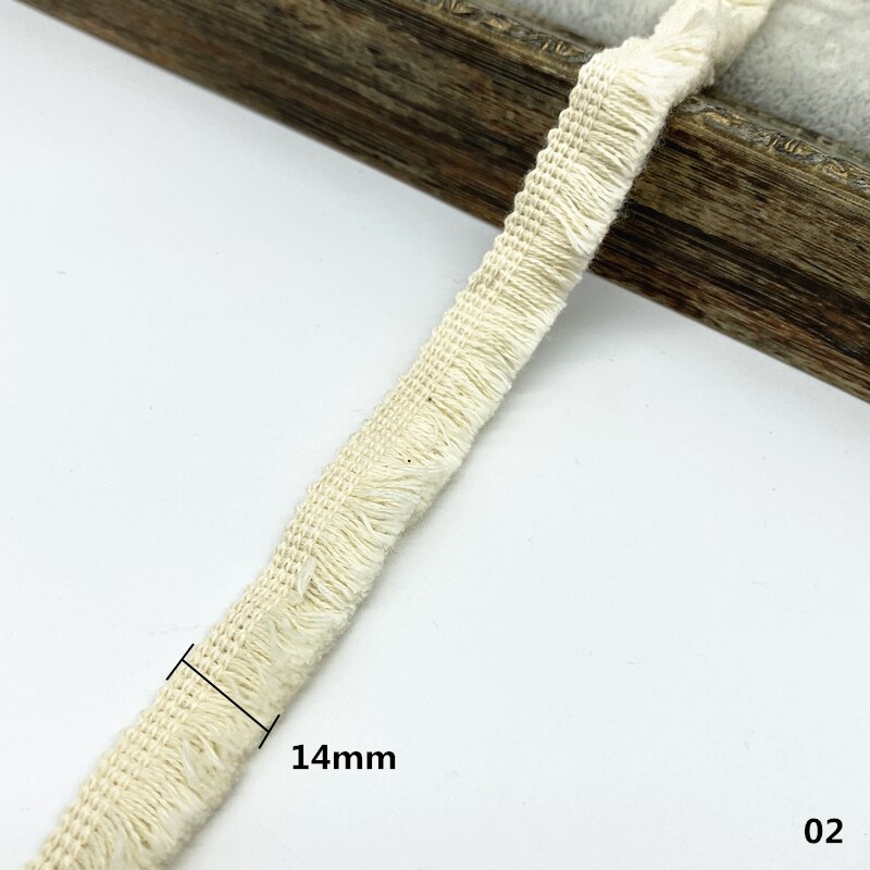 2 yards Biege Cotton Trim Ribbon Sewing Lace Kintted Fabric Handmade Craft Accessories: 02