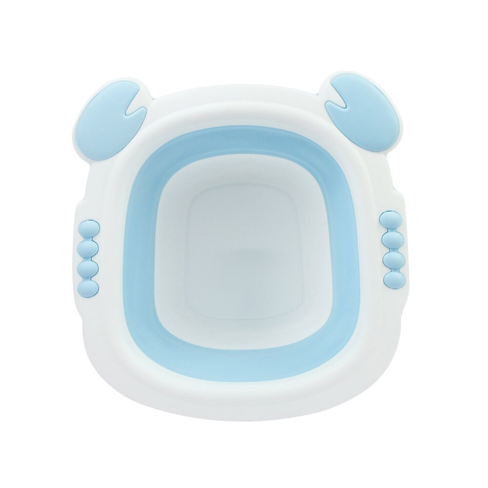 Foldable Wash Basin Portable Newborn Washbasin Baby Basin Travel Face Foot Ass Basin Foldable Cute Cartoon Silicone Basin: Blue