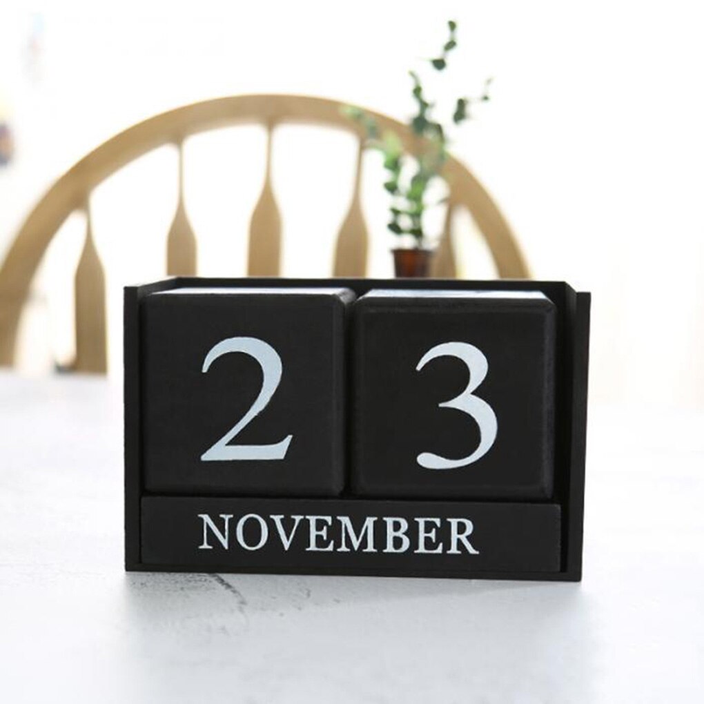 Vintage Desktop Houten Kubus Blok Kalender Thuis Kantoor Woonkamer Slaapkamer Tafel Decor Fotosessie Prop Home Decorations