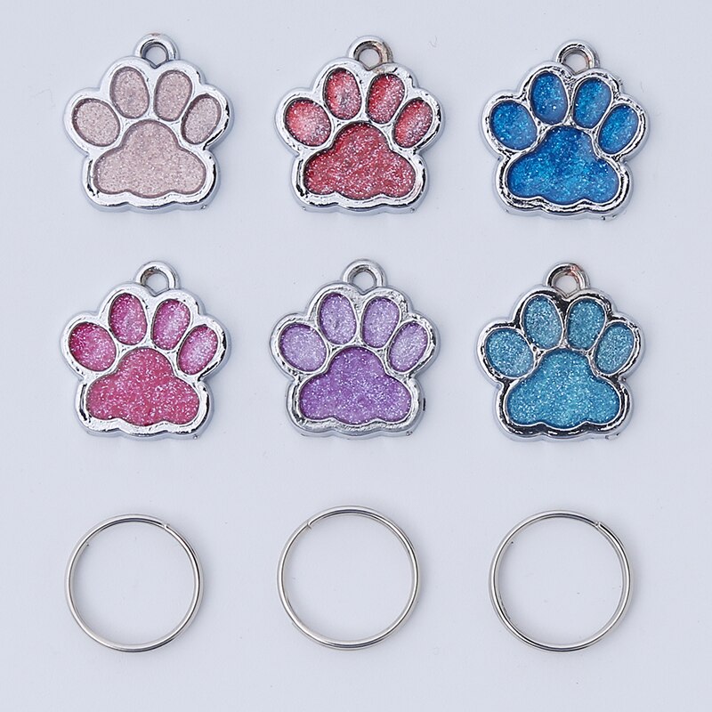 Lot de 3 étiquettes de collier pour chien, identification de chat, chiot, pendentif, paillettes, accessoires pour animaux de compagnie, couleur aléatoire