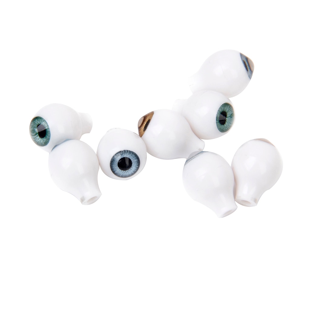 Pakke  of 4 par runde akryl dukkeøjne øjeæbler 8mm brun blågrøn tan
