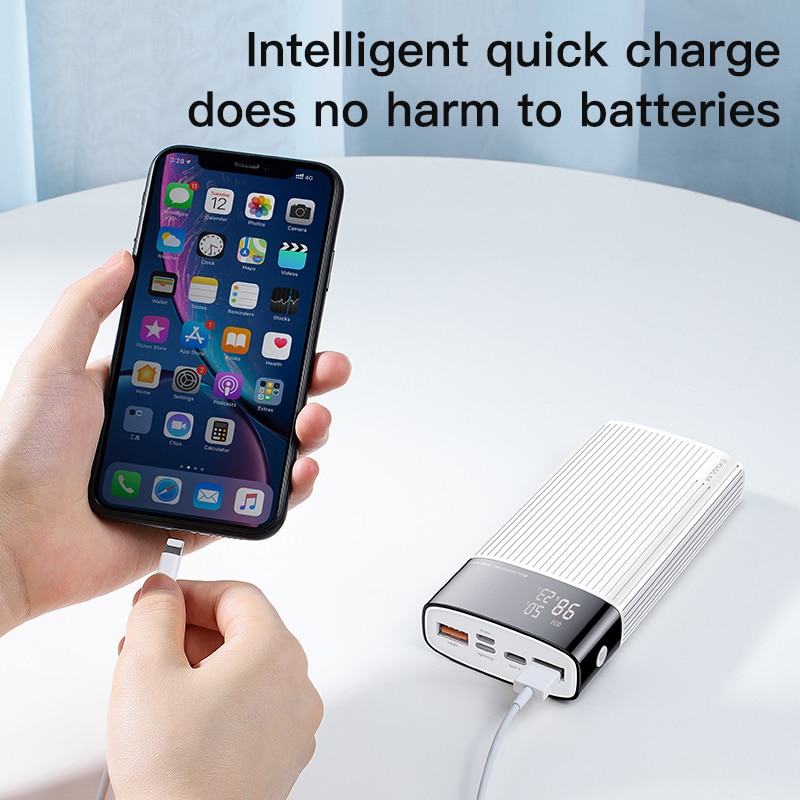 Banco de energía de 20000mAh para iPhone, Samsung, Huawei, tipo C, PD, carga rápida + carga rápida 3,0, batería externa USB