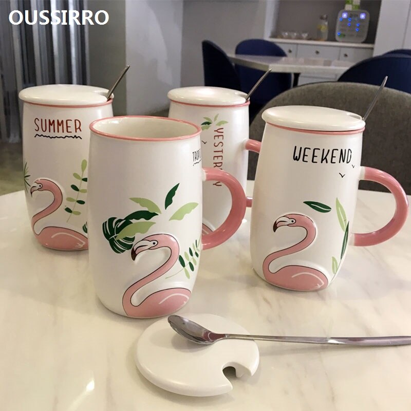 Oussirro flamingo kuvio luonnollinen marmori posliini kahvimuki teetä maito kuppi hääpäivä