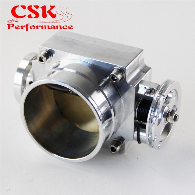 Universal 90mm VQ35TPS Throttle Body Intake Manifold Black/Red/Blue/Silver: Silver