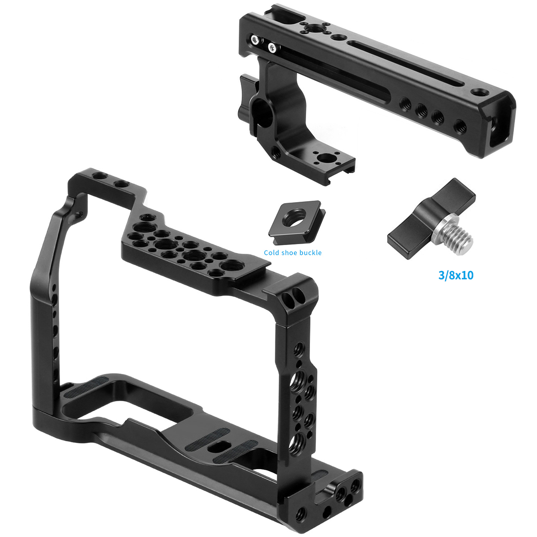Jos d'appareil photo reflex en aluminium pour Fujifilm X-T3 /XT3/XT2 /X-T2 DSLR Rig Juste de protection avec poignée supérieure Grip Cold Shoe Mount: Bleu