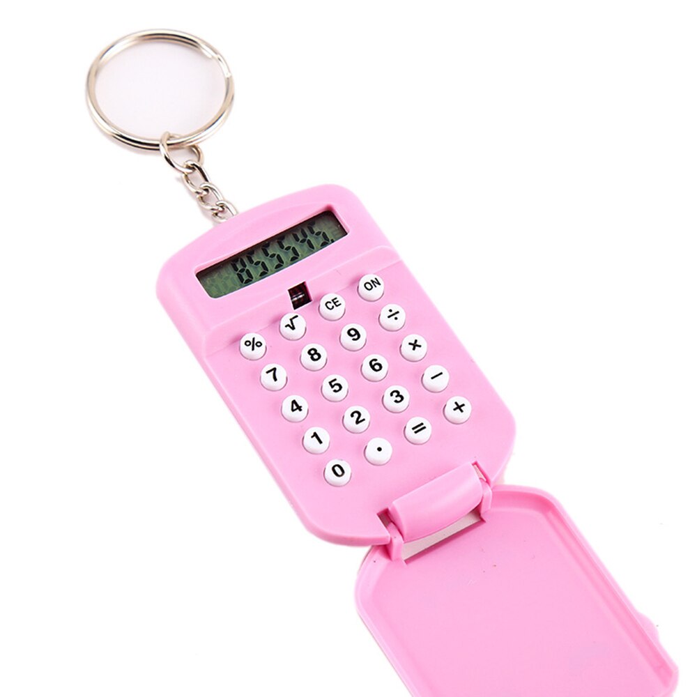Mini Calculator Cute Cartoon with Keychain 8 Digits Display Portable Pocket Size Calculator for Children Students Supplies