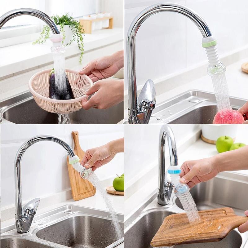 Caños para grifo de cocina rociadores de PVC de rotación de 360, ahorro de ducha, boquilla purificadora de agua para cocina, accesorios de agua para grifo F0P8