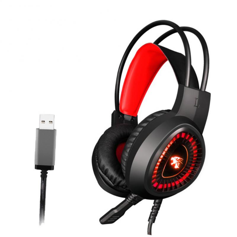 Virtual 7.1 Surround Sound Gaming Headset Led USB/3.5mm Wired Headphone With Mic Volume Control For Xbox PC Gamer: Red USB