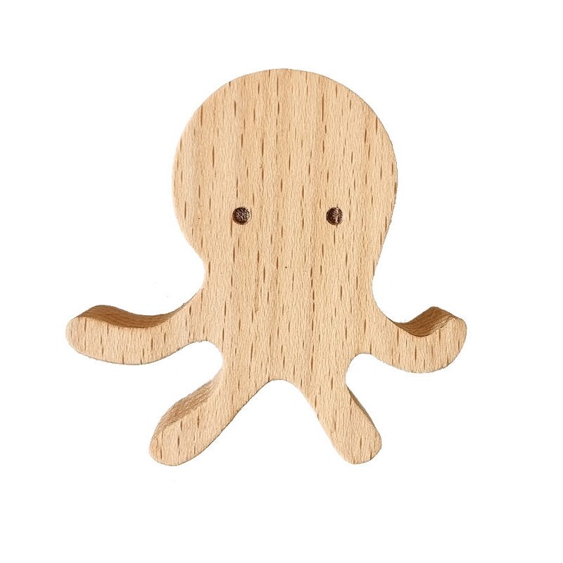 1pc drewno bukowe stałe haki Słodki zwierzę lis/kot/królik/placki dekoracja pokoju dziecięcego hak ścienny brelok nordycki wieszak U3: H