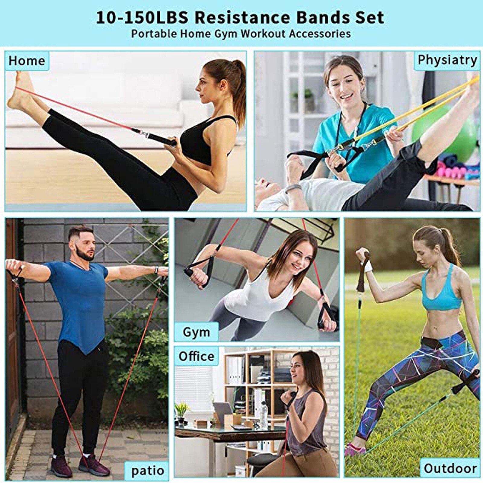 Exercise Resistance Bands Set Men Home Gym Stretch Training Workout Bands Rope Elastic Fitness Exercise Tube Resistance Band