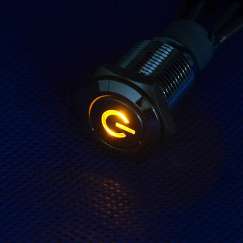 19mm DC 12V Push Power Button Angel Eye Led Metal Switch Latching 5A Push ON OR Off F/ Auto CAR Lock