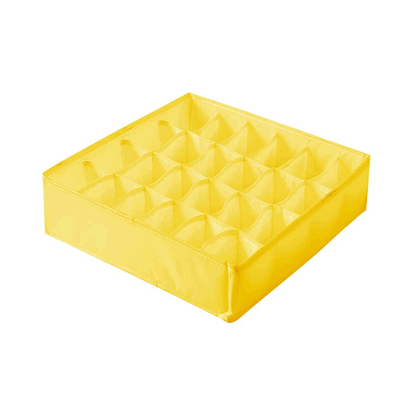 Lavável roupa interior gaveta organizadores divisores de armazenamento armário organizador caixa de armazenamento 24 grades para roupas sutiãs lenços laços meias: Yellow