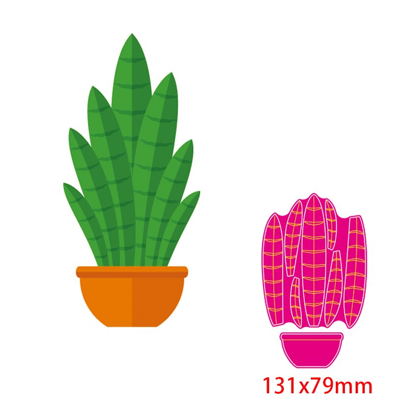 17 sorters krukväxt blommor gräs kaktusblad metall skär stansar bonsai aloe stencil för gör-det-själv scrapbooking kort dekoration: 5