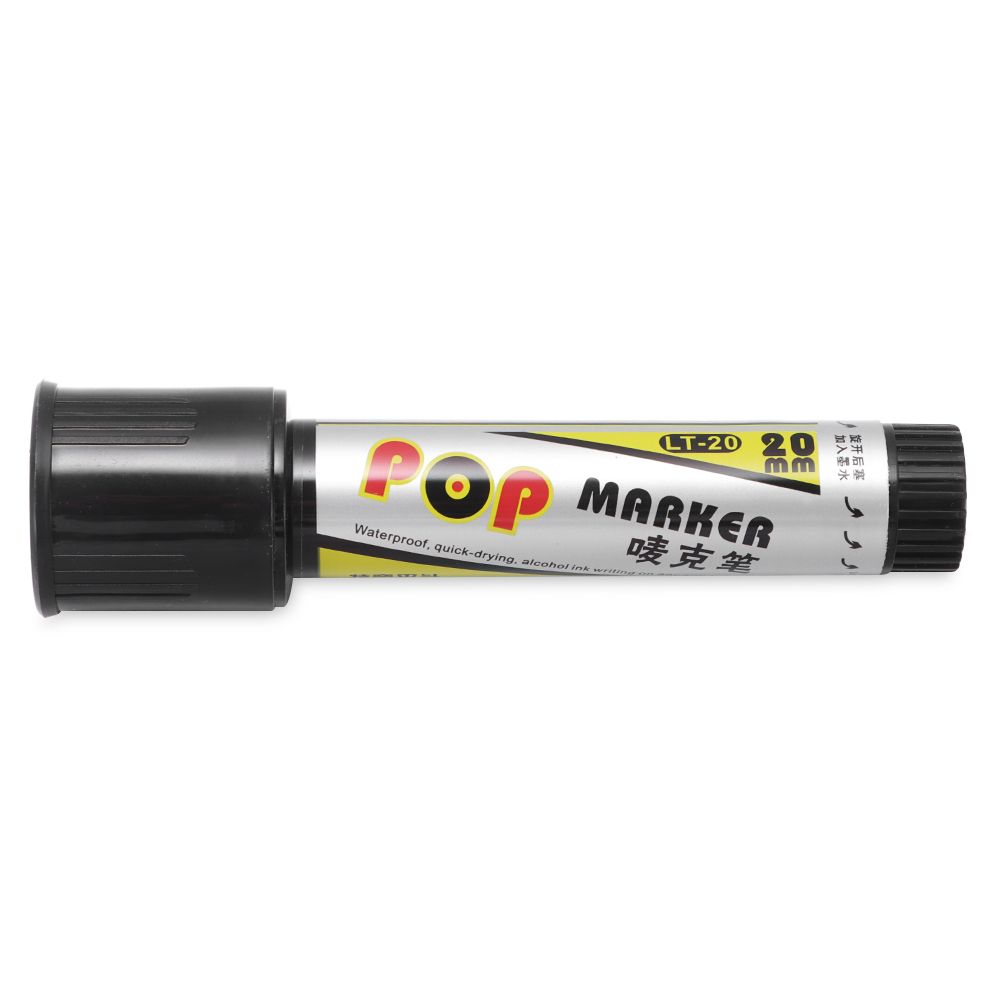 Rotulador permanente de pintura a prueba de agua POP de 20mm, marcadores de Graffiti rellenables para dibujo, póster, suministros escolares de oficina: black