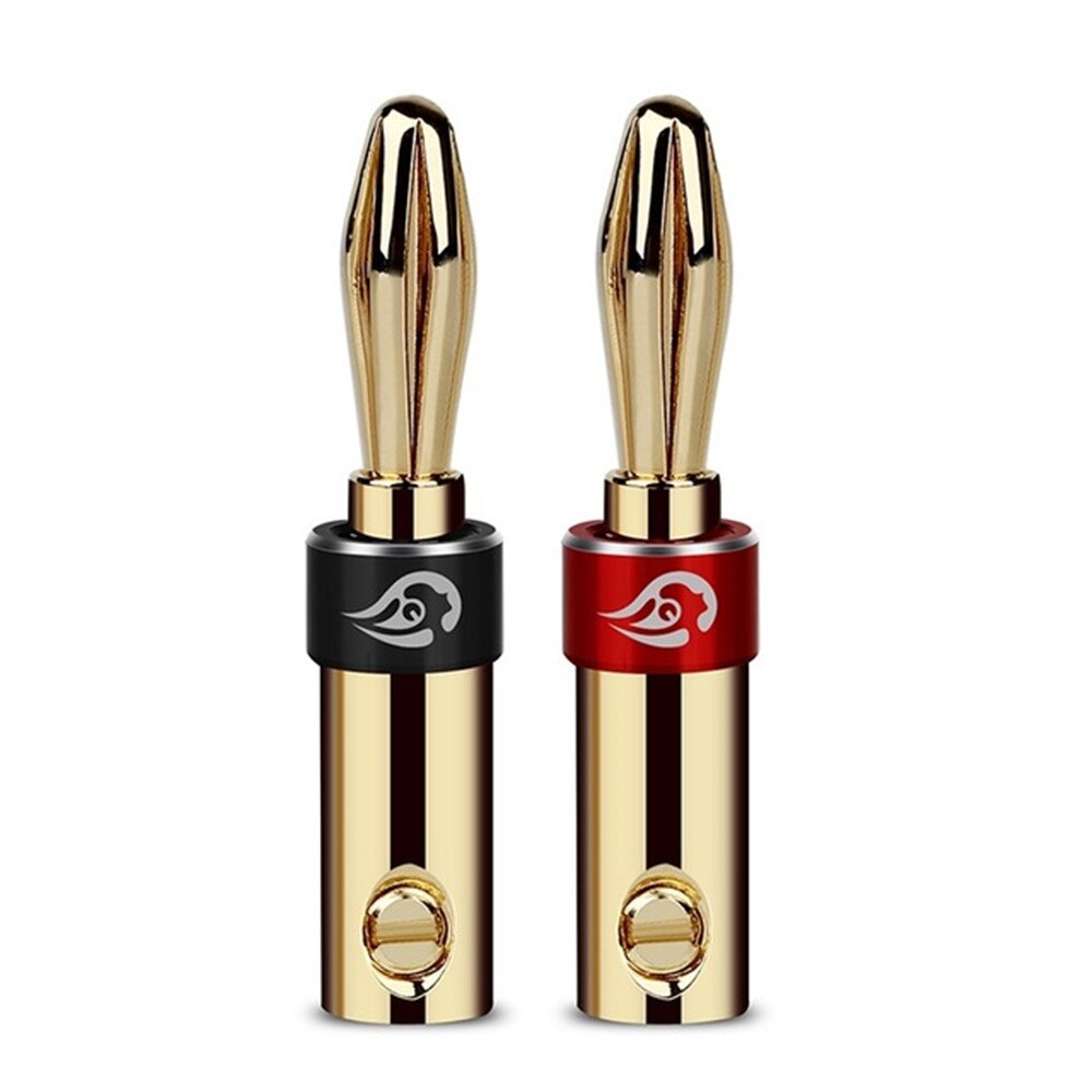 Speaker Banana Plug Gold/Rhodium Plated Copper Male Plugs Hifi Audio Jack Binding Post Terminal Banana Connectors Adapter 4mm: Gold Red And Black / 2pairs