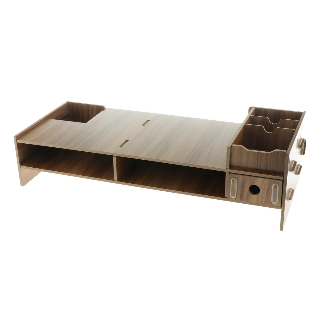 Laptop TV Stand Desktop Container Riser Printer Shelf Computer Laptop Desk Organizer Storage Organizer Office Desk: Brown