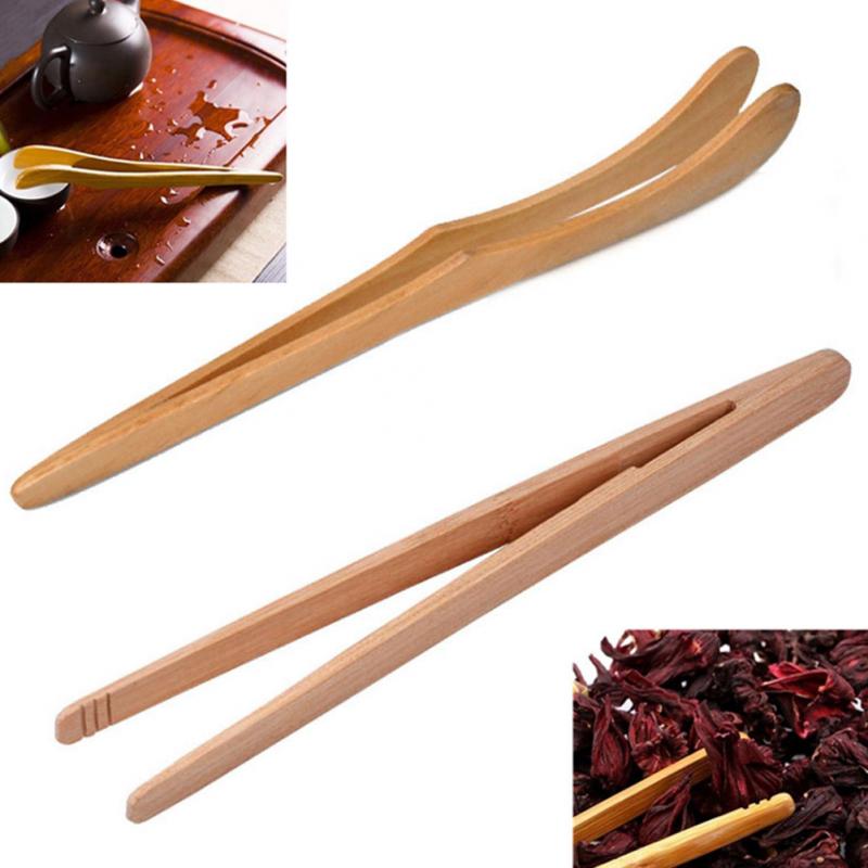 Tongs alimentaires en bois de bambou, Bacon, sucre, thé glacé, salade maison