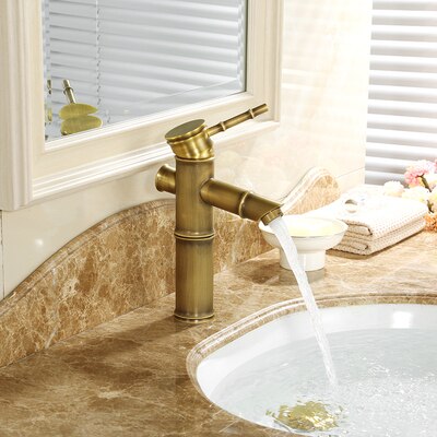 Lottin Wastafel Kraan Antiek Messing Bamboe Stijl Kraan Vintage Brons Afwerking Koper Sink Kraan Enkele Handgreep En Col: 3