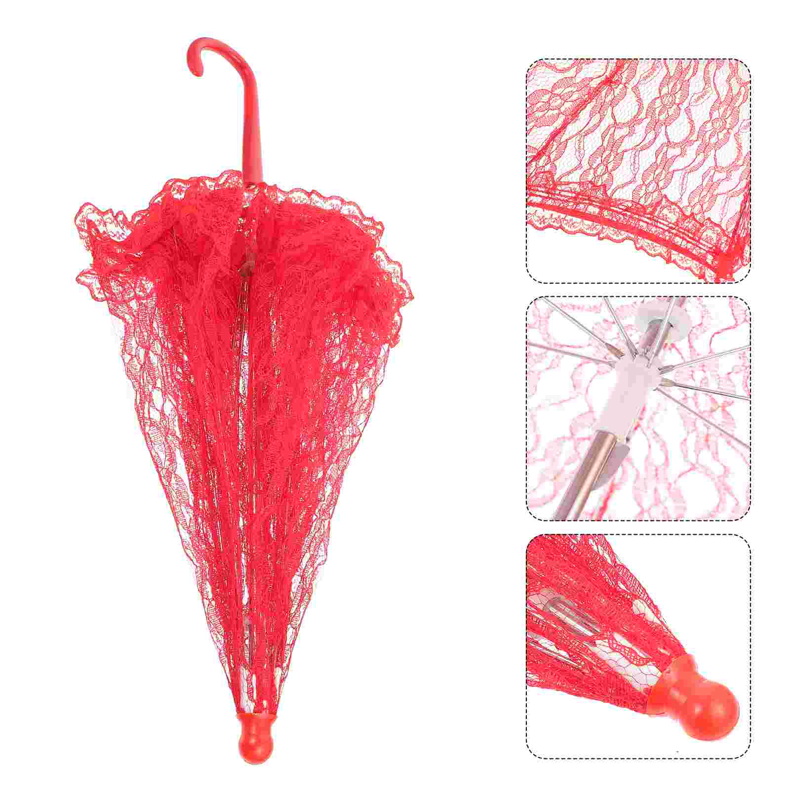 Sombrilla de encaje bordado para mujer, accesorio romántico de disfraz Vintage, 1 unidad
