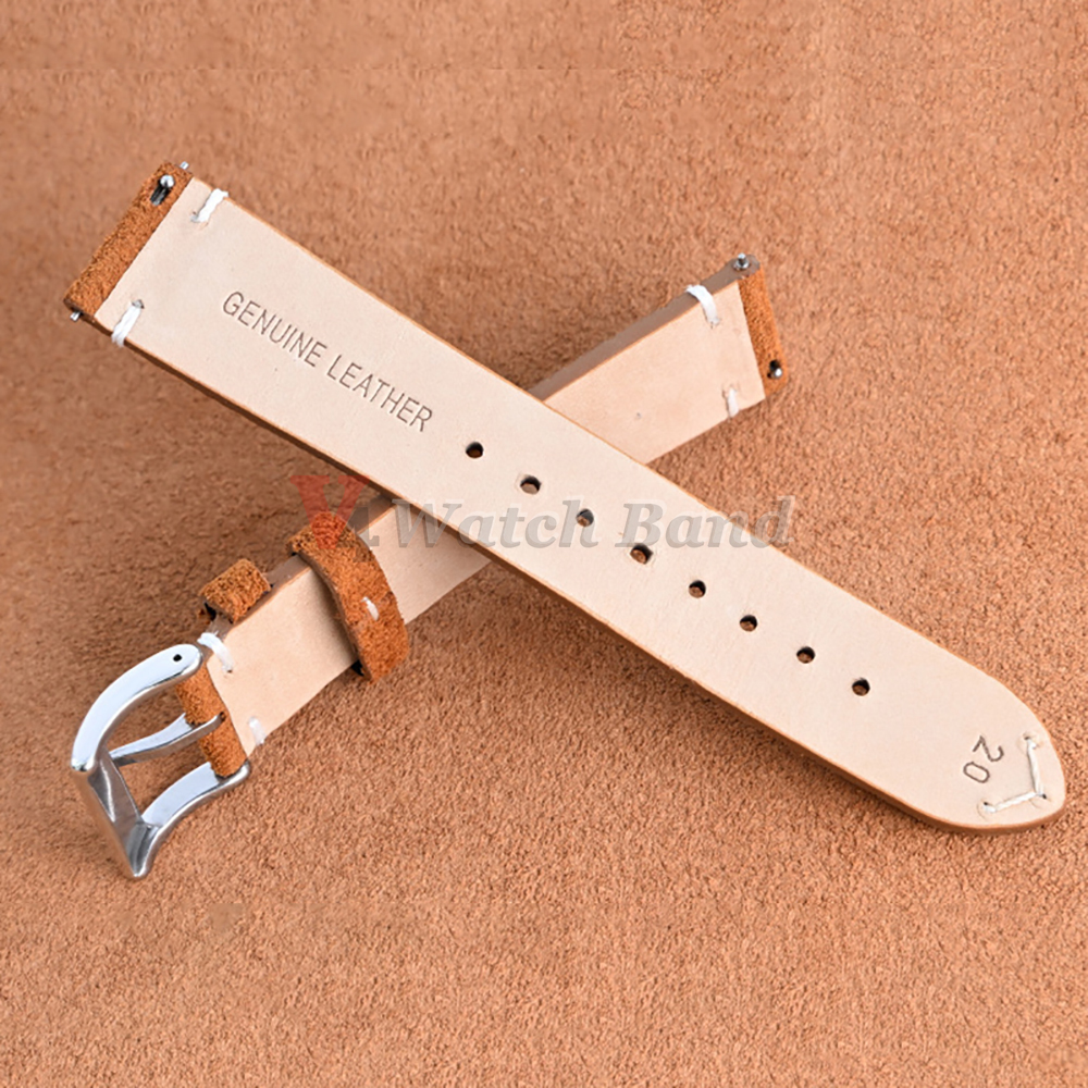 Correa de ante suave de liberación rápida, pulsera de 14mm, 16mm y 18mm, correas de reloj marrones de 20mm y 22mm, pulsera de piel de becerro, accesorios para mujeres y hombres