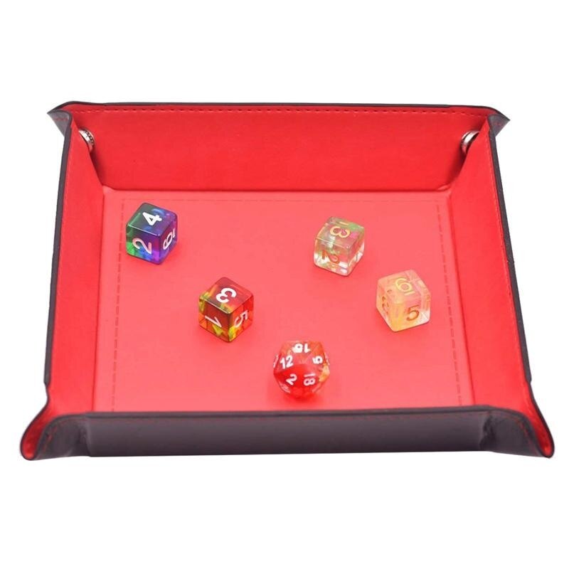 1 Pcs Desktop Dobbelstenen Plaat Opbergdoos Vierkante Lade Pu Leer Opvouwbare Game Board Decoratieve Tafel Games