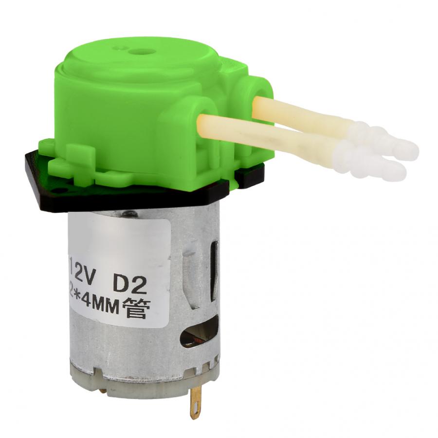 Peristaltic Pump 12V ABS Silicone Green Peristaltic Liquid Dosing Self-priming Pump D2 2Pcs 4mm Connector