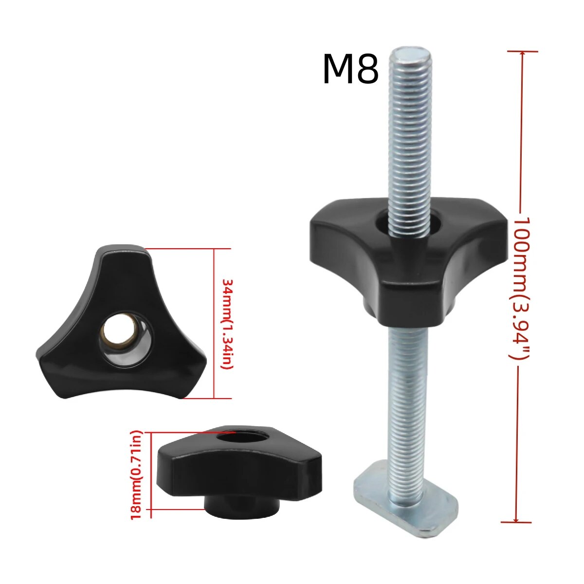 Kit de boutons de boulons en T, écrou coulissant pour piste d'onglet, fente en T, jeu de boulons et d'écrous en T, vis en T et écrou à bouton en plastique, 10/16 pièces