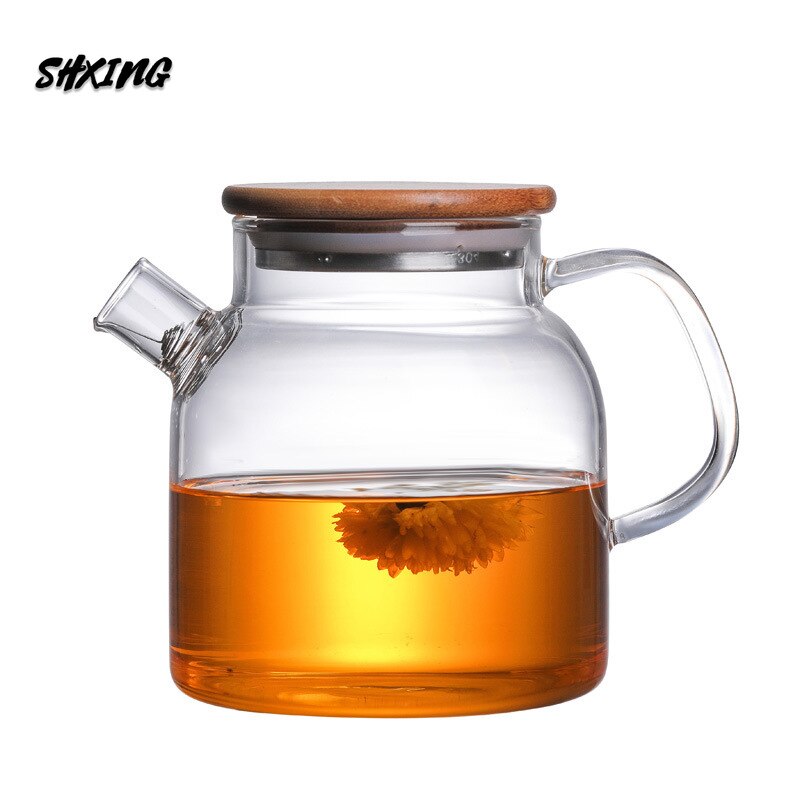 1L / 1.8L Borosilicaatglas Theepot Hittebestendig Grote Transparante Bloempot Bloem Set Algemene Ketel Kantoor Huishoudelijk Gereedschap