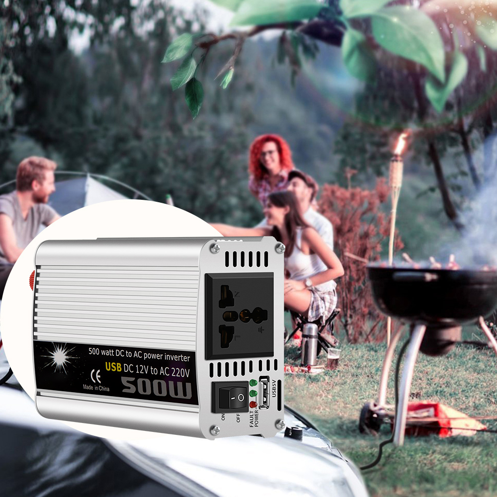 Onever 500w auton invertteri 12v 220v 50hz automaattinen invertteri 12 220 tupakansytyttimen pistoke virtamuunnin invertteri huipputeho 1000w