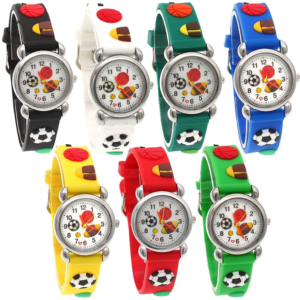 3D Cartoon Ballen Patroon 3D Rubber Band Kinderen Horloge Kinderen Quartz Horloge Voor Jongens Studenten Cartoon Sport