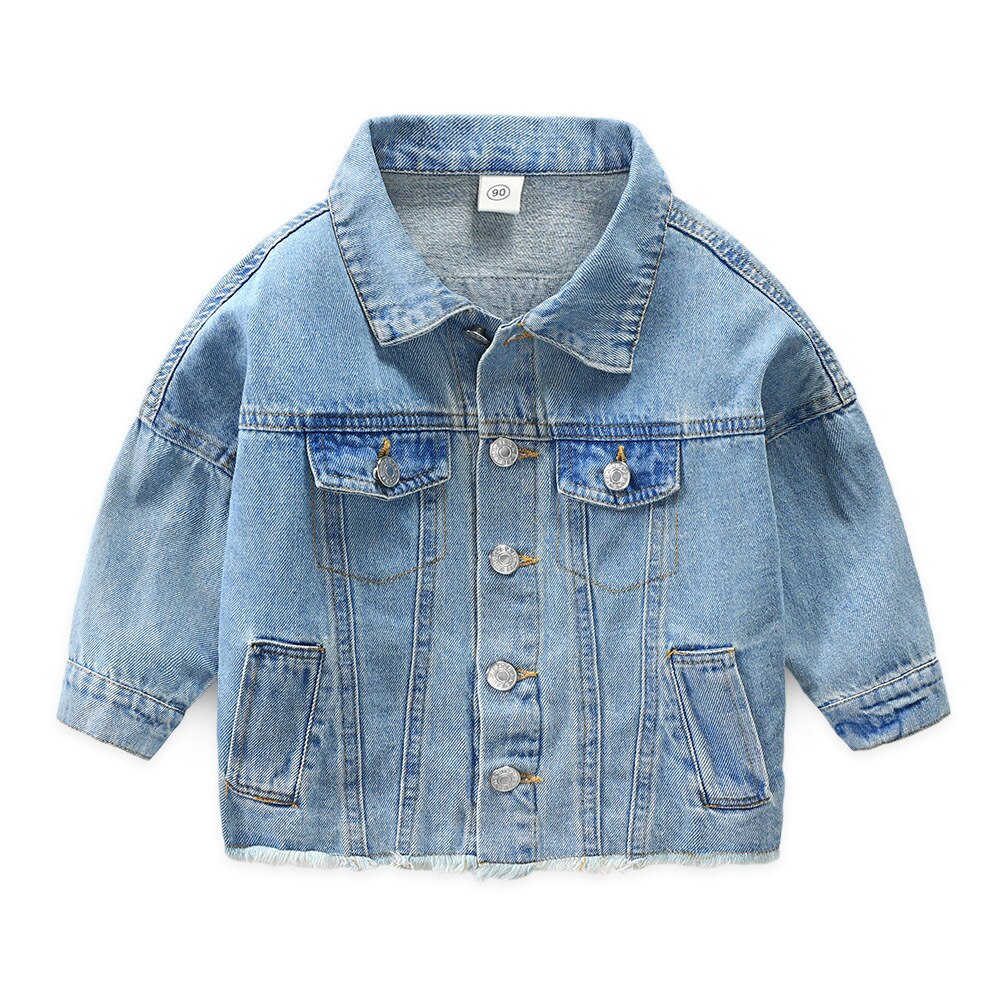 Letters Mode Jongens Denim Jas Katoen Kinderen Jean Coat Katoen Cowboys Kinderkleding