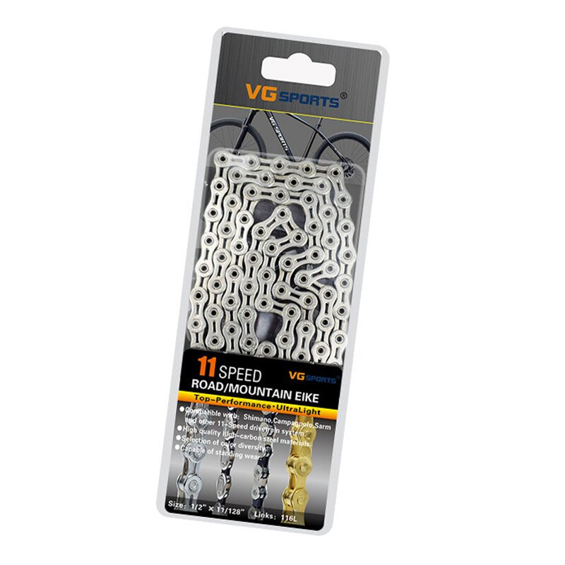 Vg sport 8-11 speed 116l fiets fietsketting mtb racefiets half/holle legering ultra lichte ketting vervanging voor 8/9/10/11 speed: 10s zilveren f holle