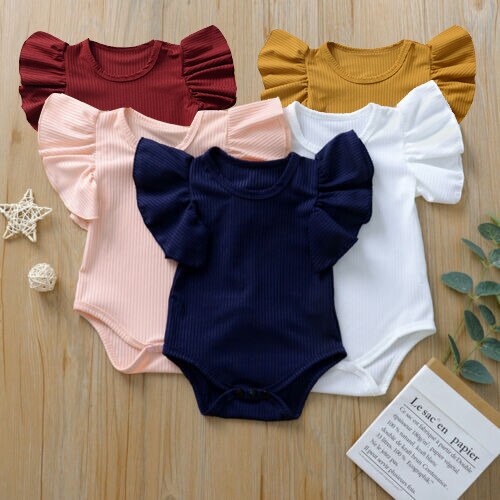Focusnorm 0-18m pasgeboren babymeisje katoenen bodysuit korte mouwen jumpsuit kledingset zonnepak