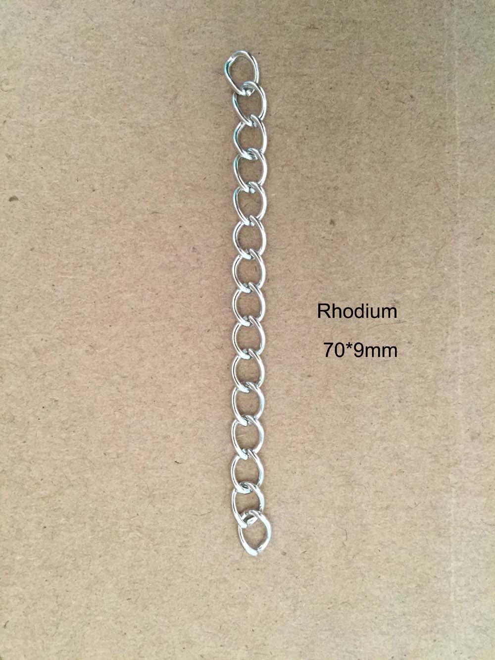 100 sztuk/partia naszyjnik łańcuch przedłużający luzem bransoletka rozszerzone łańcuchy ogon Extender dla DIY komponenty do wyrobu biżuterii: Rhodium70x9mm
