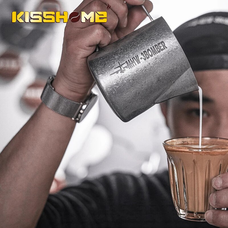 MHW-3Bomber Milch Krüge Milchaufschäumer Krug Krokodil Auslauf Edelstahl Barista Werkzeuge Kaffee Zubehör ziehen Blume