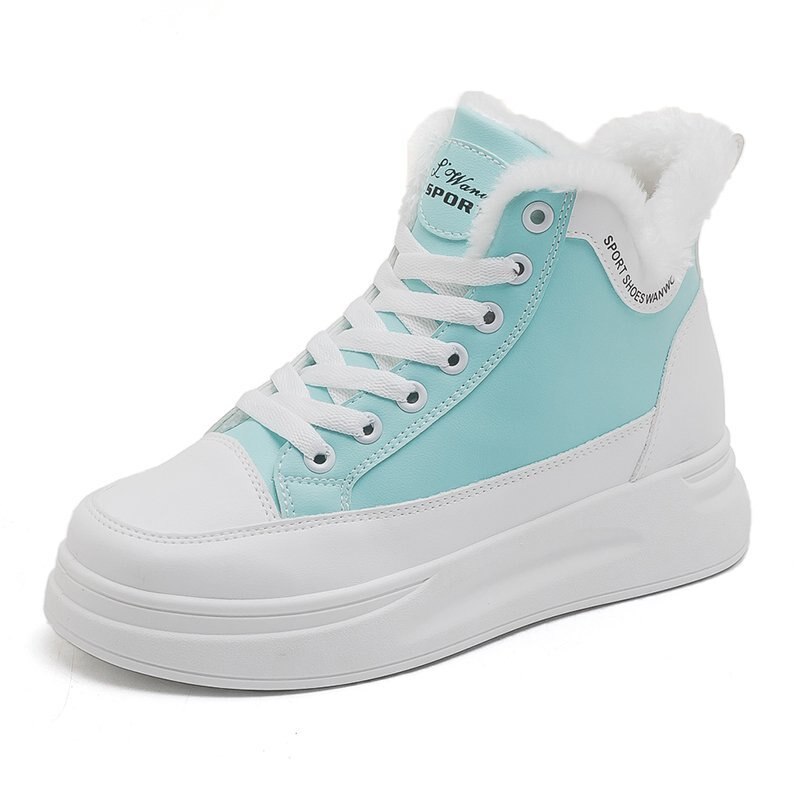 Winterschoenen, warme schoenen voor dames, platformschoenen, casual pluche hoge sneakers, dikke sneakers voor dames, damesschoenen met mandje: Groente / 6