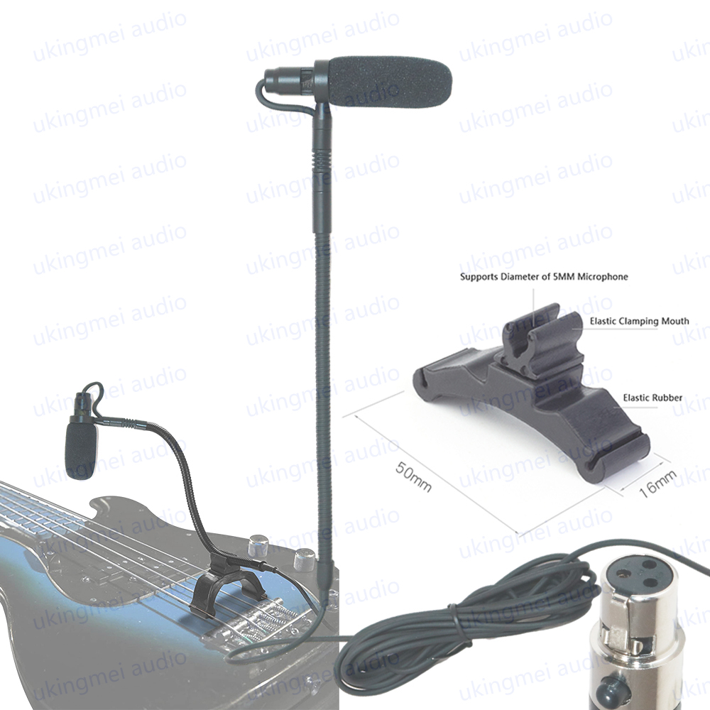 Musical Instrument Condenser Gooseneck Microphone System For Guitar Saxophone Violin Piano Cello Bass Clarinet: Silver