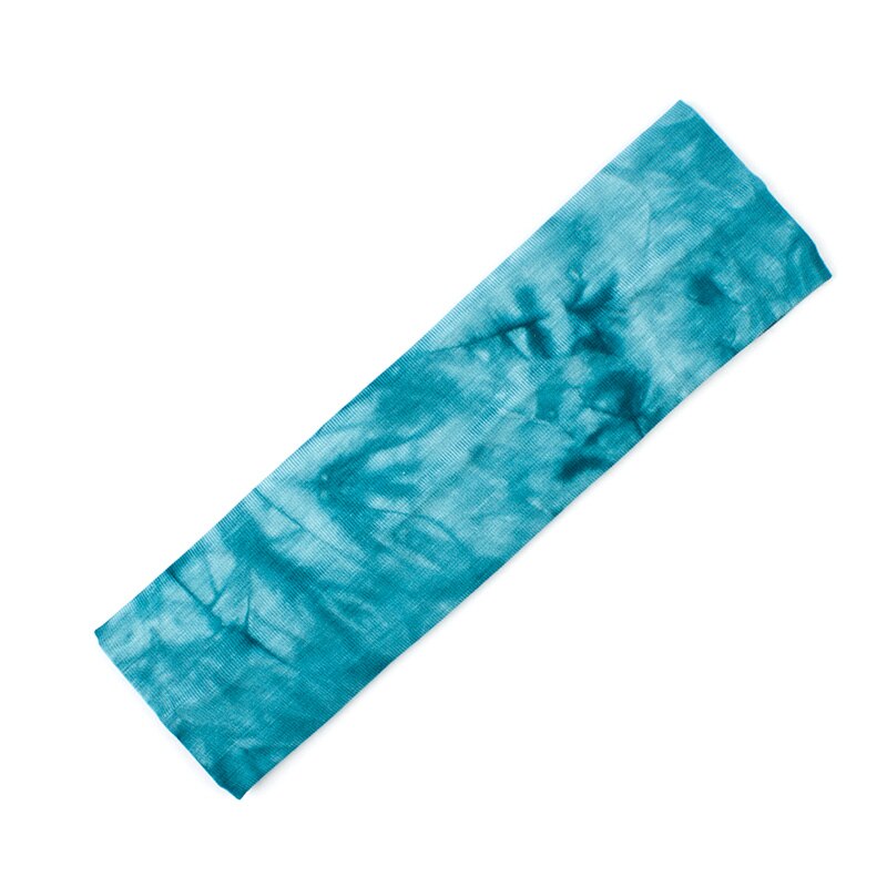 Geebro Women's Tie Dye Elastic Headband Summer Cotton Soft Stretch Turban Headband For Girls Flat Hair Bands Hair Accessory: Lake Blue