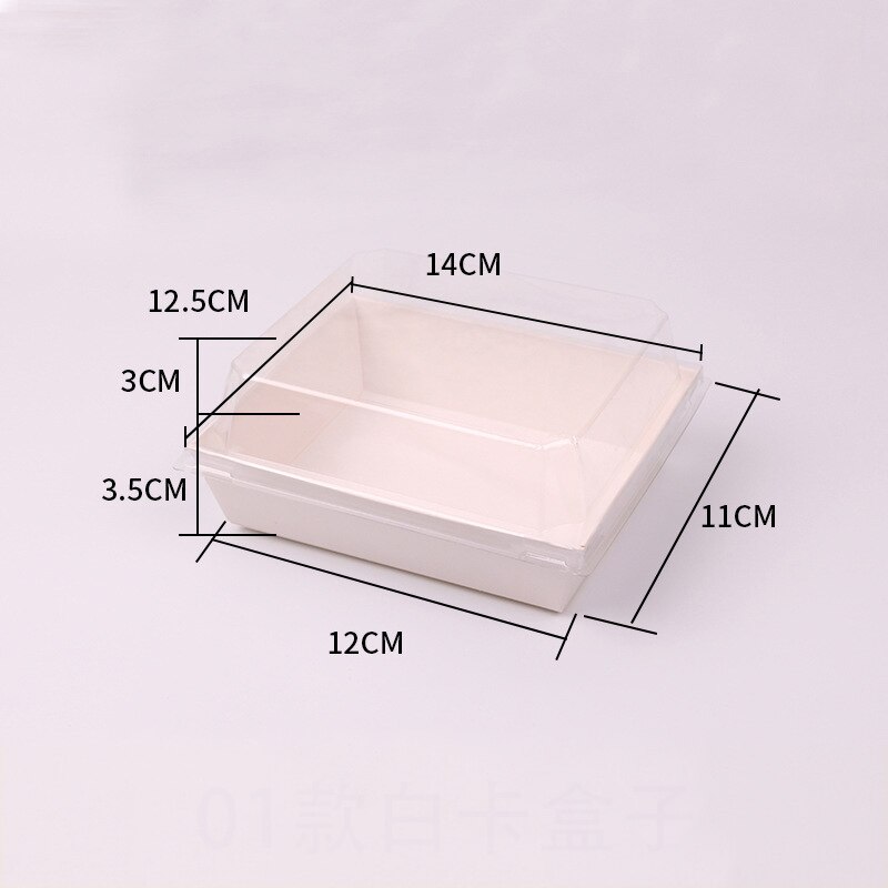 10pcs Rectangular/Square Kraft Paper Box Sandwich Wrapping Boxes With Plastic Clear Lids Cake Bread Snack Bakery Food Packing: 1