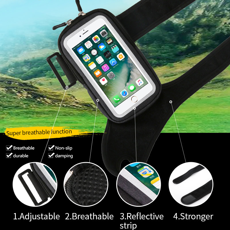 HAISSK-Bolsa de muñeca para móvil, brazalete para iPhone 14, 13, 12, 11 Pro Max, XR, XS, 7, 8 Plus, Samsung S23, S22, S21, bolsa de almacenamiento con pantalla táctil