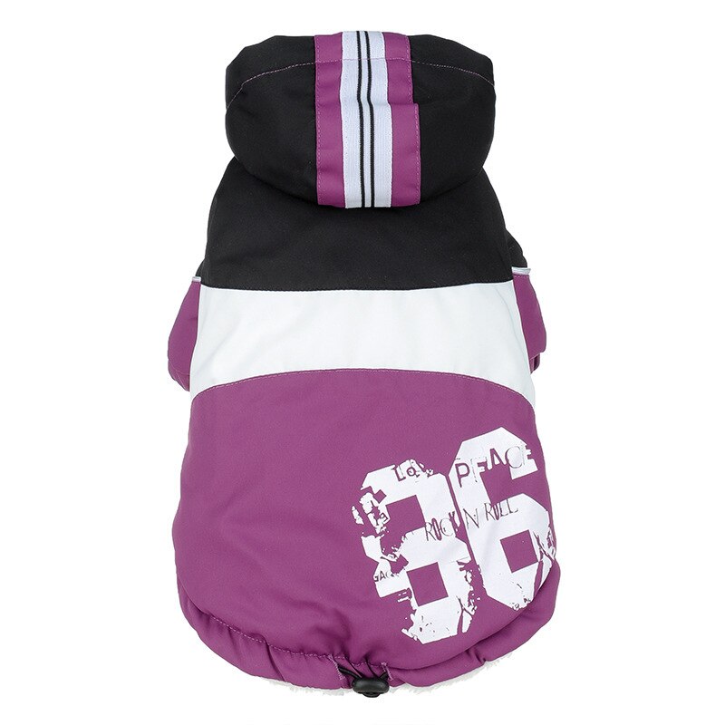 De lana grande perro nieve chaqueta de abrigo de invierno de perro impermeable con capucha chaleco cachorro mascota Sprt ropa Golden Retriever Labrador Bulldog: Purple / 7XL