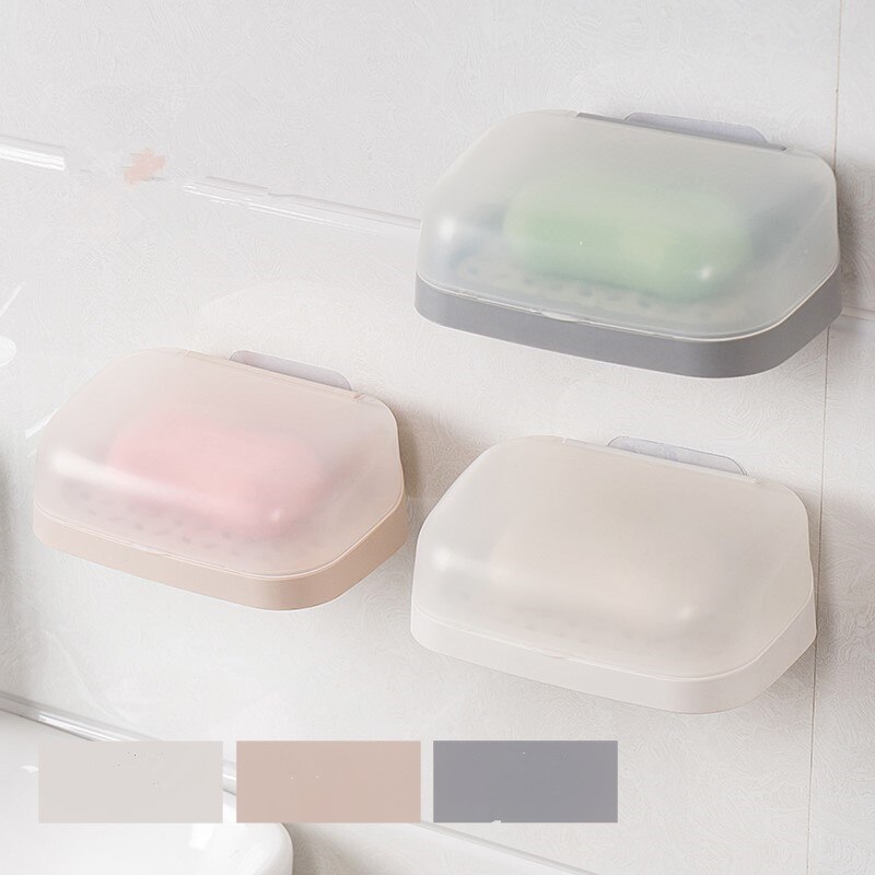 Waterdichte Wand Zeepbakje Met Deksel Thuis Douche Zeep Houder Afdruiprek Opbergvak Container Badkamer Accessoires