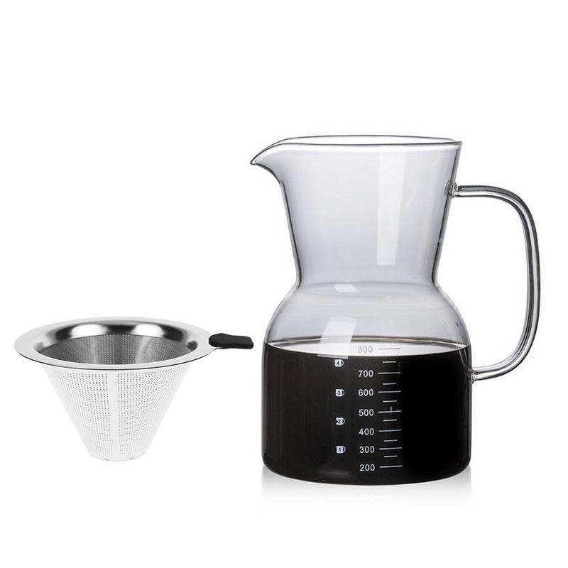 Glas kaffekedel med rustfrit stål filter dryp brygning chemex brewer kaffekande drypper barista hæld over kaffemaskine: Default Title