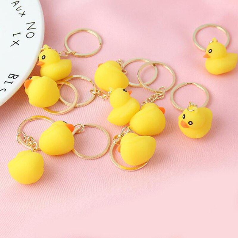 1pc Cute Yellow Duck Silicone Key Chain Bag Pendant Accessory Keyring Toys