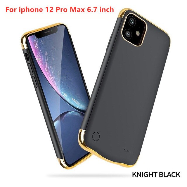 6000Mah Uitgebreid Telefoon Batterij Power Case Voor Iphone 12 Pro Max 6.7 Inch Backup Batterij Oplader Draagbare Power bank Case: Black (6.7inch)